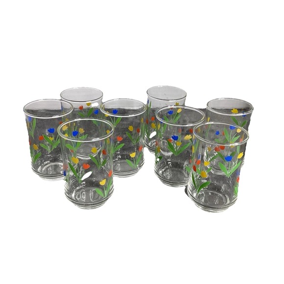 Libby Jubilee Tulips Vintage 1960's Juice Glasses Discontinued Replacements 8 - Picture 6 of 7